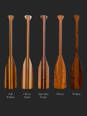 Bare 3 ft hardwood paddles: Oak Walnut, Cherry Aspen, Specialty Stripe, Cherry, Walnut