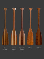 Bare 3 ft hardwood paddles: Oak Walnut, Cherry Aspen, Specialty Stripe, Cherry, Walnut