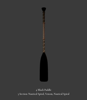 4' Black Paddle. 3 Section: Nautical Spiral, Venom, Nautical Spiral
