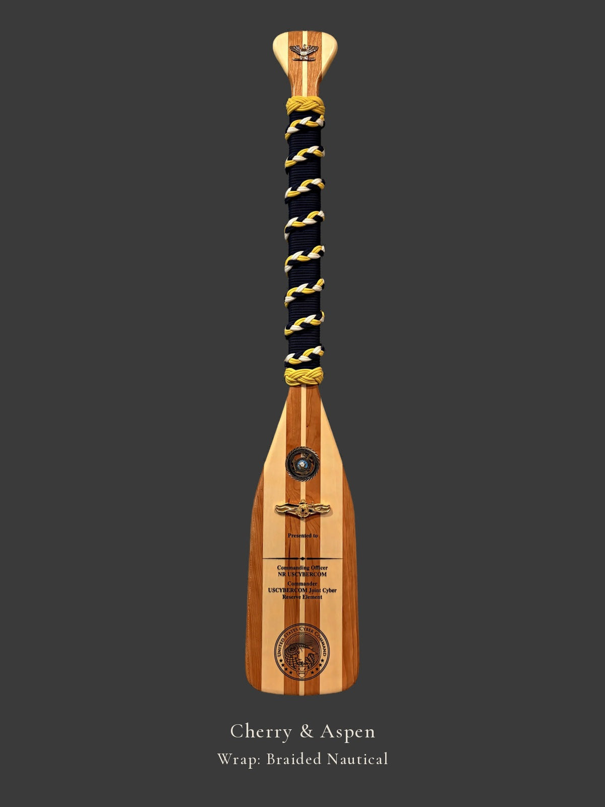Cherry & Aspen personalized paddle with Braided Nautical wrap