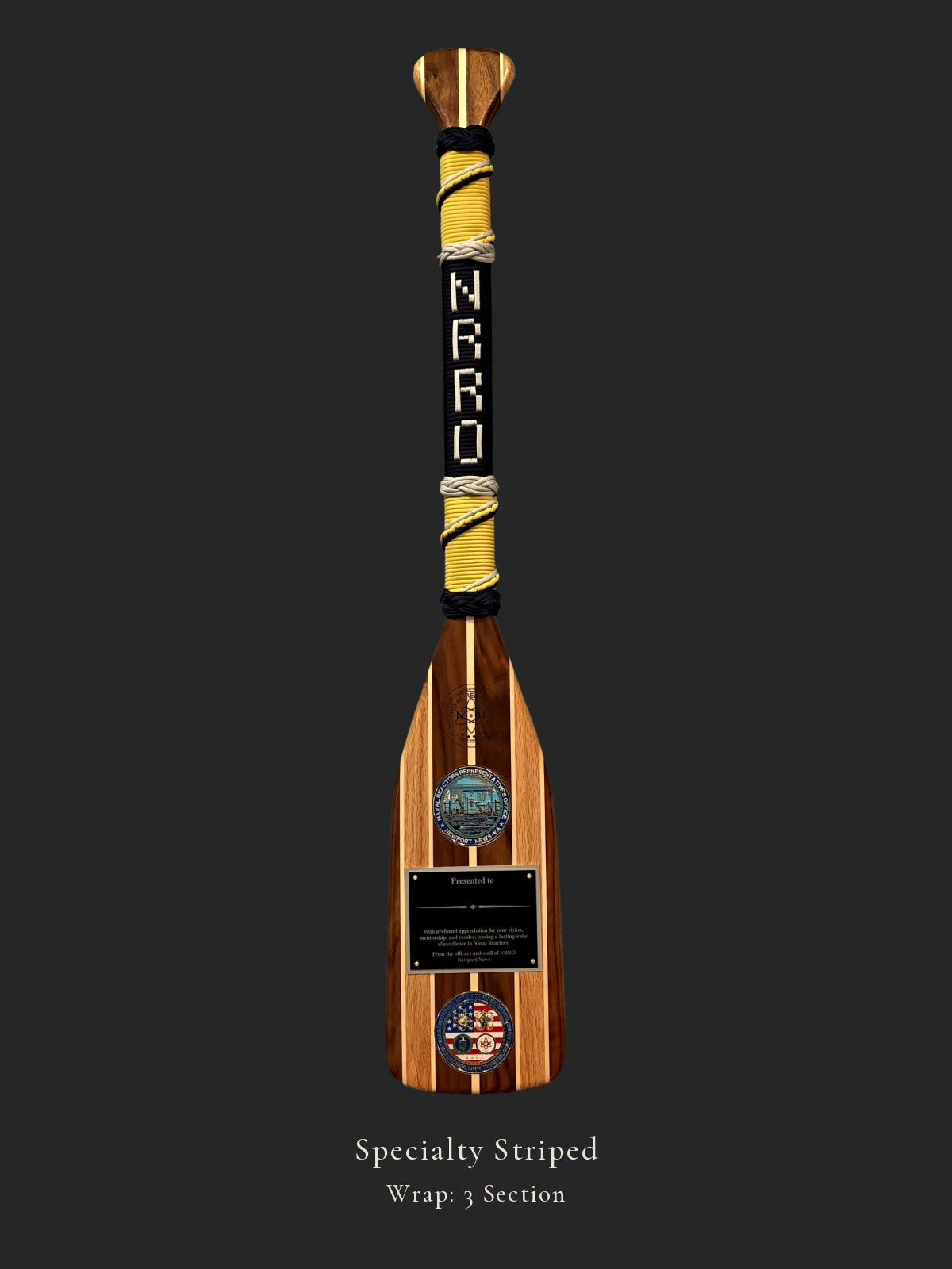 Specialty Striped personalized paddle with 3 Section wrap