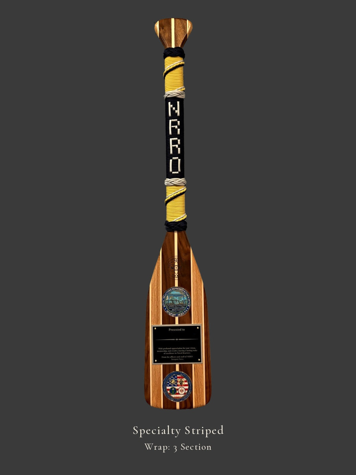 Specialty Striped personalized paddle with 3 Section wrap