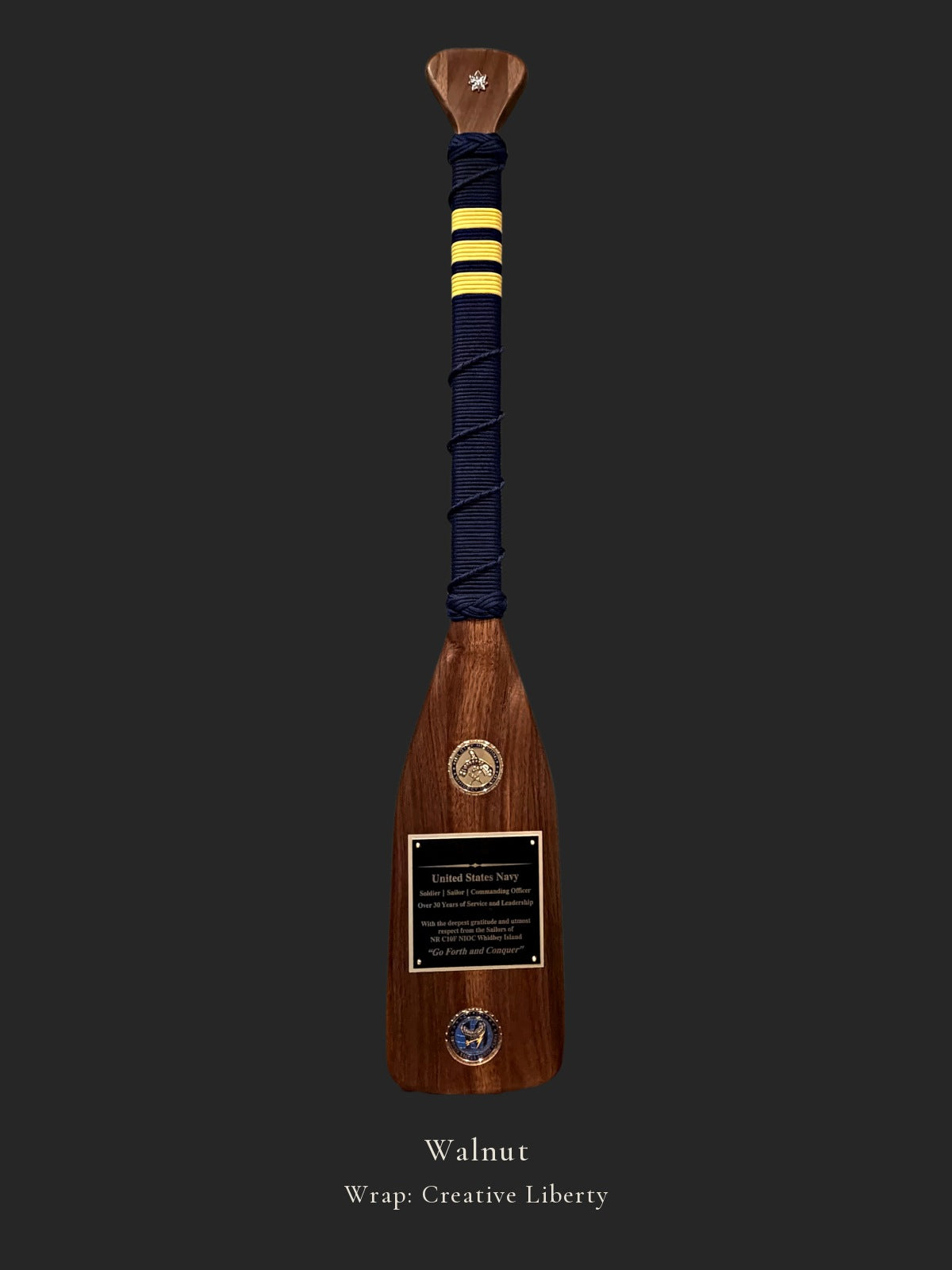 Walnut personalized paddle with Creative Liberty wrap