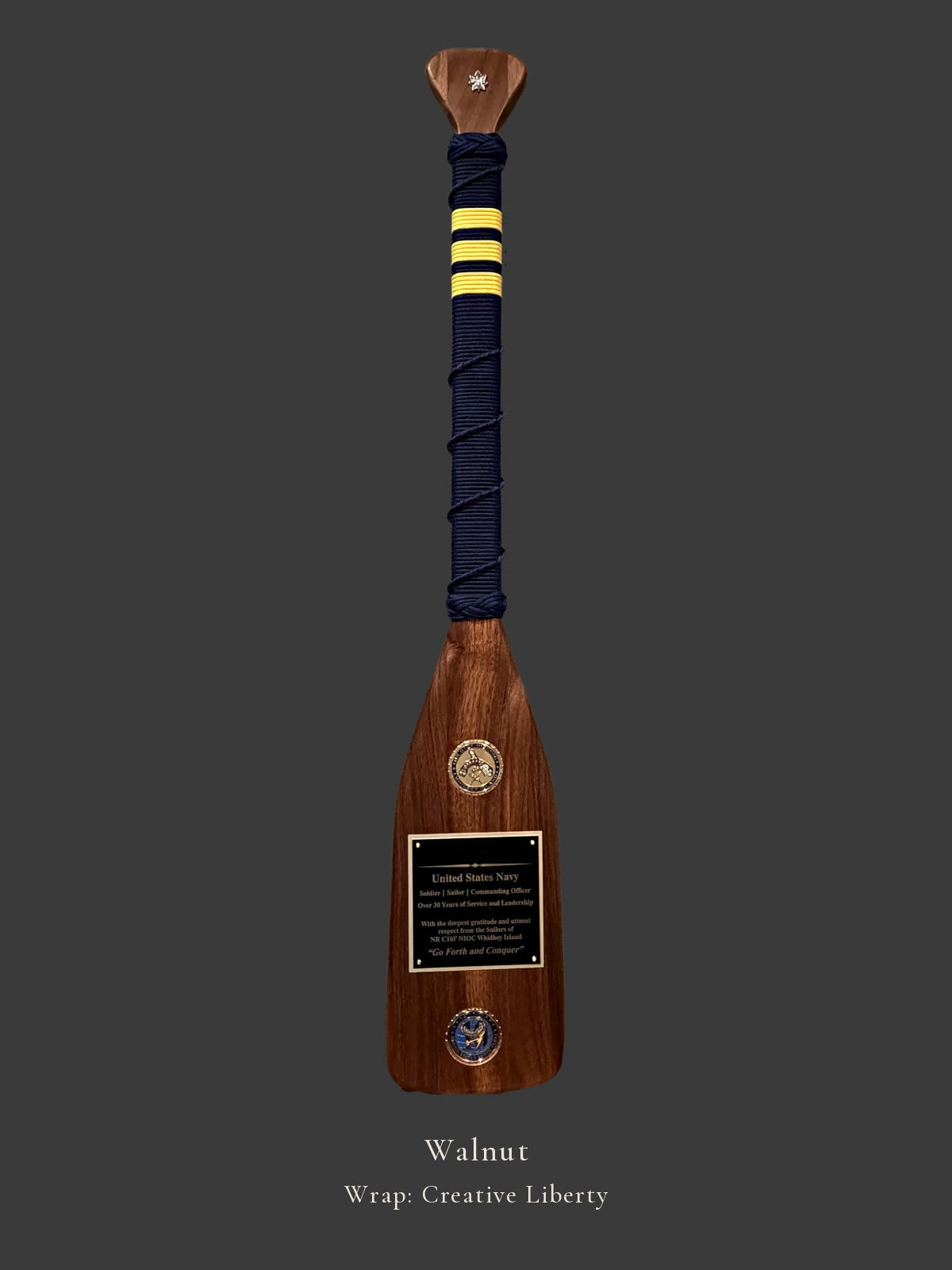 Walnut personalized paddle with Creative Liberty wrap