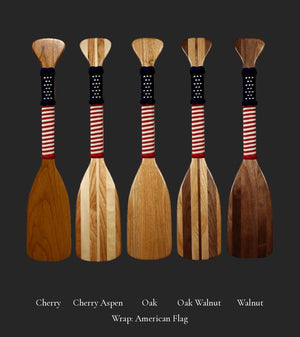 22 inch Wrap Only paddles: Cherry, Cherry Aspen, Oak, Oak Walnut, Walnut. Wrap: American Flag