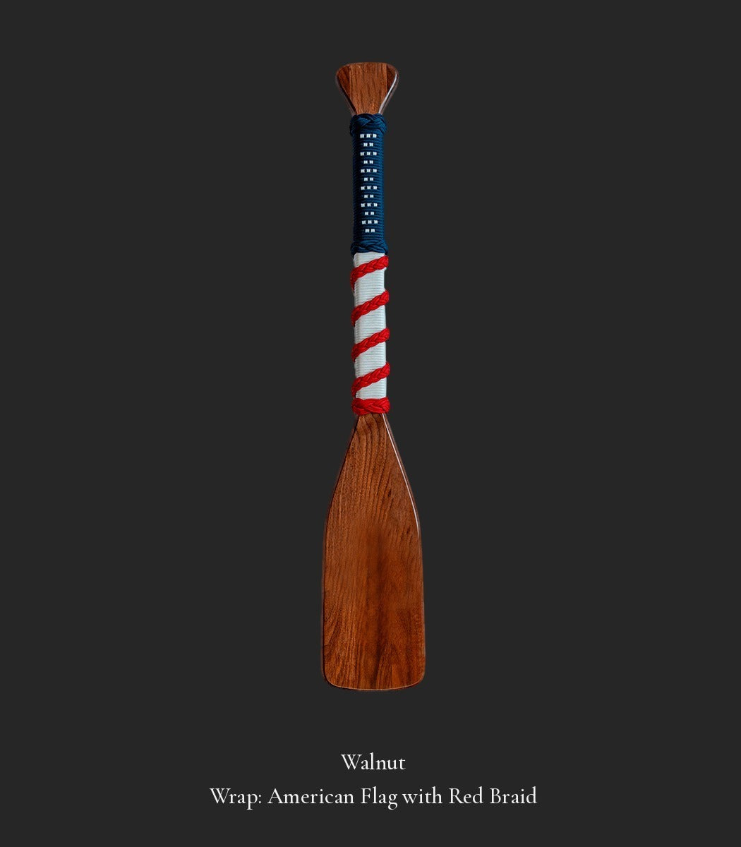 3' Walnut Wrap Only paddle. Wrap: American Flag with Red Braid