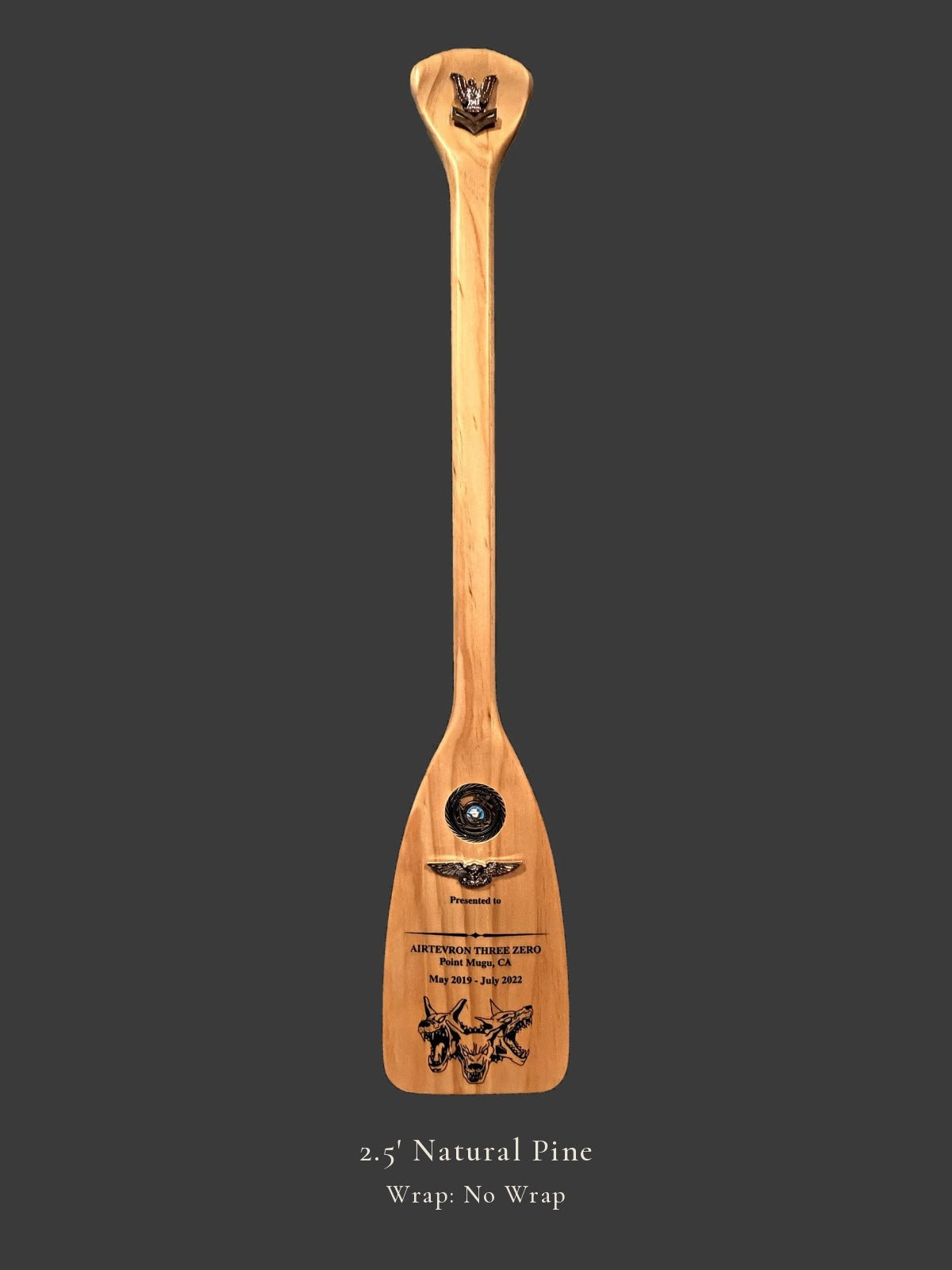 2.5' Natural Pine personalized paddle with no wrap